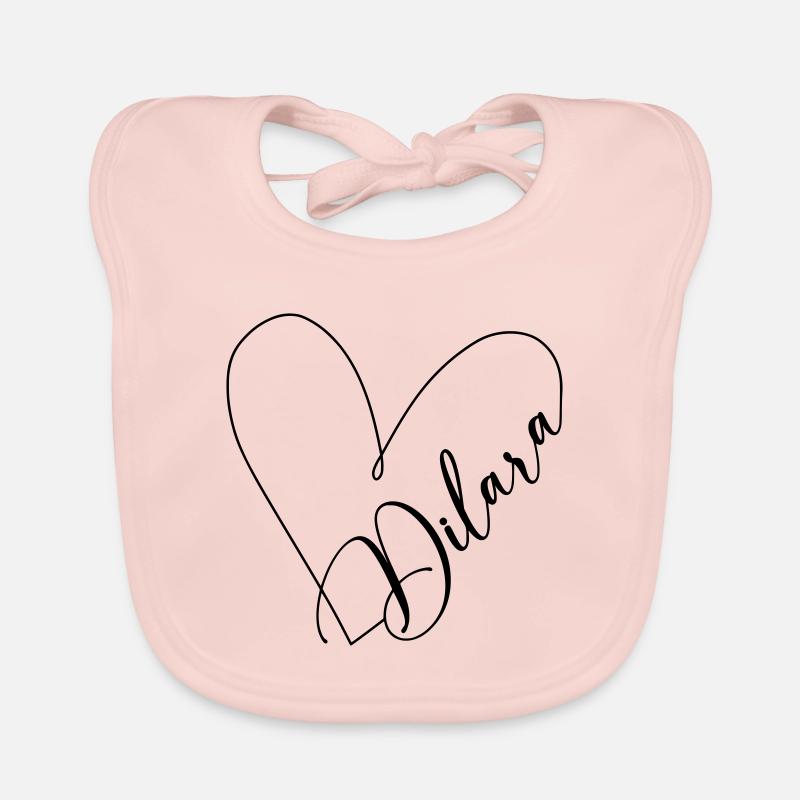 Dilara Name Heart Line Organic Baby Bibs