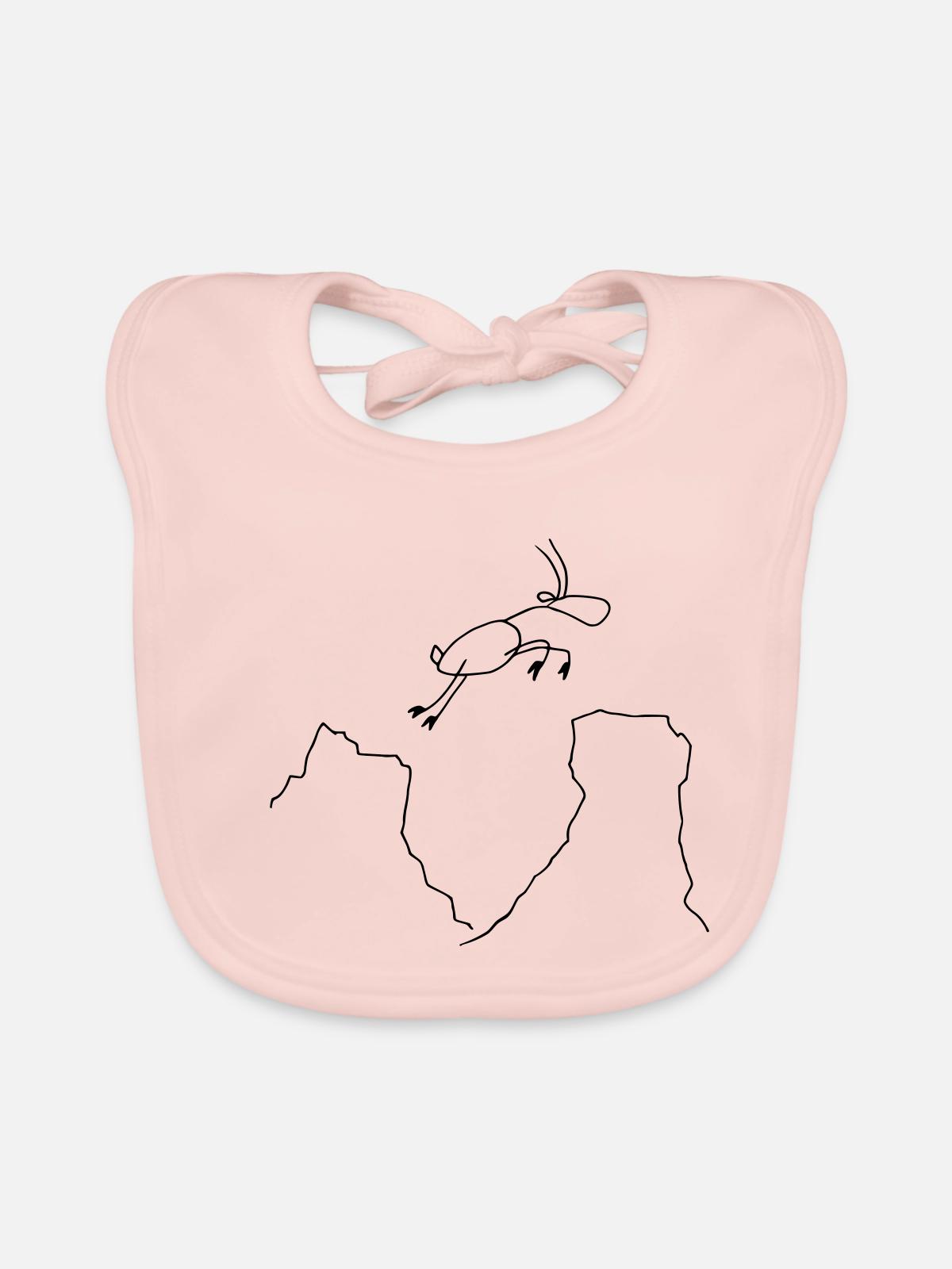 Springender Steinbock - Baby Bio-Lätzchen - Rose - Vorne