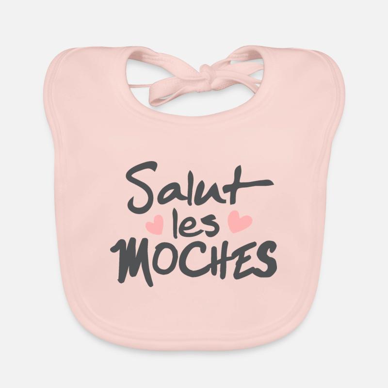 Salut les moche - Phrase drôle - Bavoir bio Bébé - rose