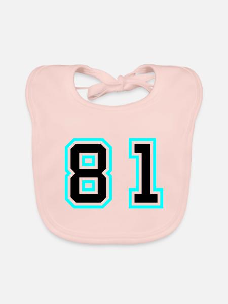 81 Zahl Symbol - Baby Bio-Lätzchen - Rose - Vorne