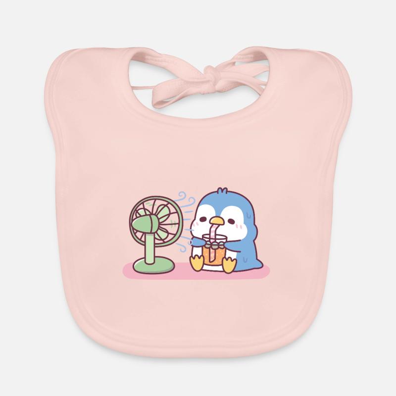 Süßer blauer Pinguin Cool halten mit Ventilator kaltes Getränk Baby Bio-Lätzchen