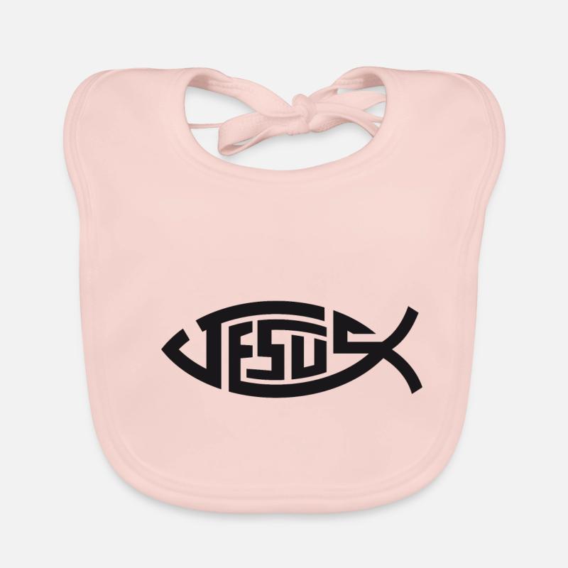 Poisson Jésus - Bavoir bio Bébé - rose