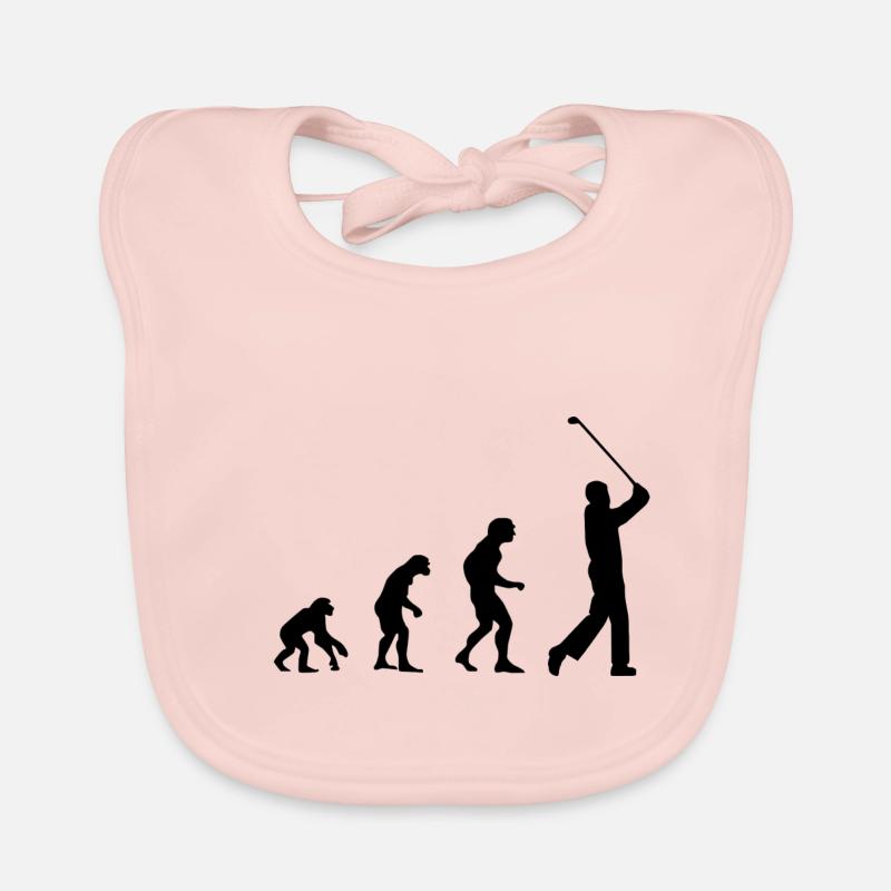 Evolution, monkeys to golfers, golf, tee, man Organic Baby Bibs