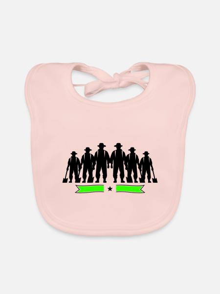 Farmer Bauer Silhouette - Organic Baby Bibs - rose - Front