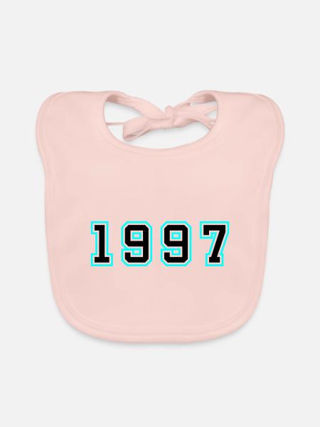 1997 Year Birthday - Organic Baby Bibs - rose - Front