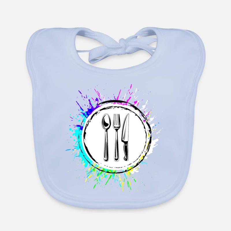 Gabel Besteck Bunt Kochen Baby Bio-Lätzchen