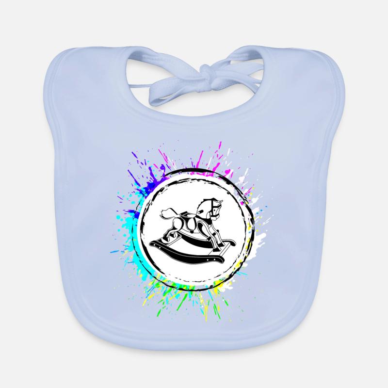 Schauckelpferd Icon Symbol Bunt Baby Bio-Lätzchen