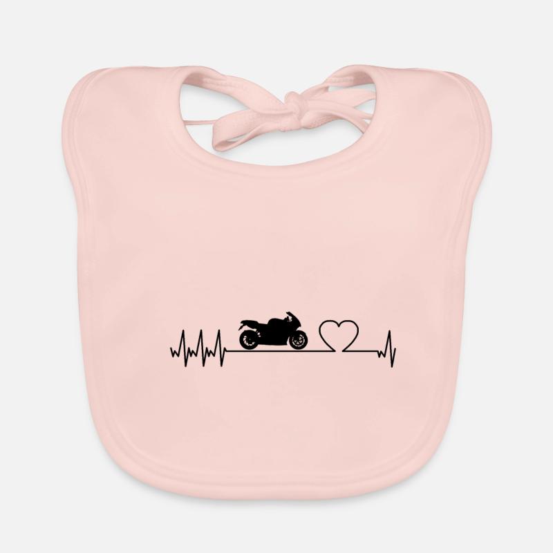 Motorcycle heart line black Organic Baby Bibs