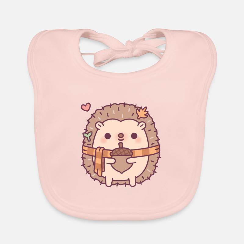 Süßer Igel Holding Eichel Herbst Baby Bio-Lätzchen