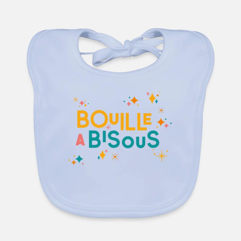 Message bouille à bisous avec étoiles couleurs fun Bavoir bio Bébé