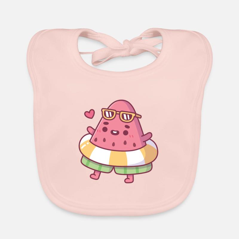 Mignonne pastèque avec lunettes de soleil et flotteur de piscine Bavoir bio Bébé