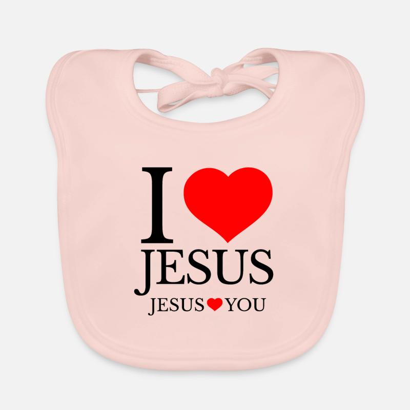 J’aime Jésus et Jésus t’aime - Bavoir bio Bébé - rose