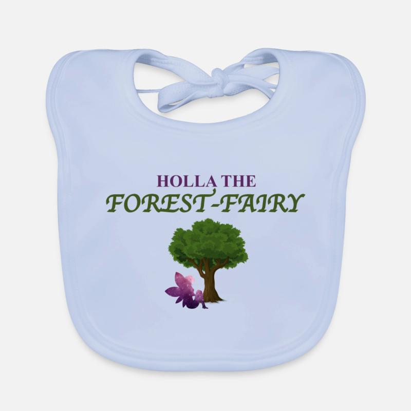 holla la fée de la forêt - Bavoir bio Bébé - bleu ciel
