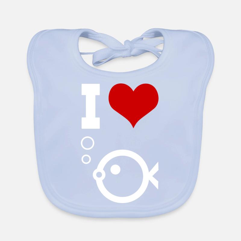 J'adore le poisson - Bavoir bio Bébé - bleu ciel