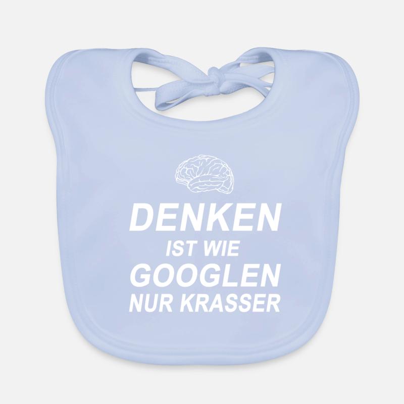 Penser, c’est comme googler n’est que des croqueurs - Bavoir bio Bébé - bleu ciel