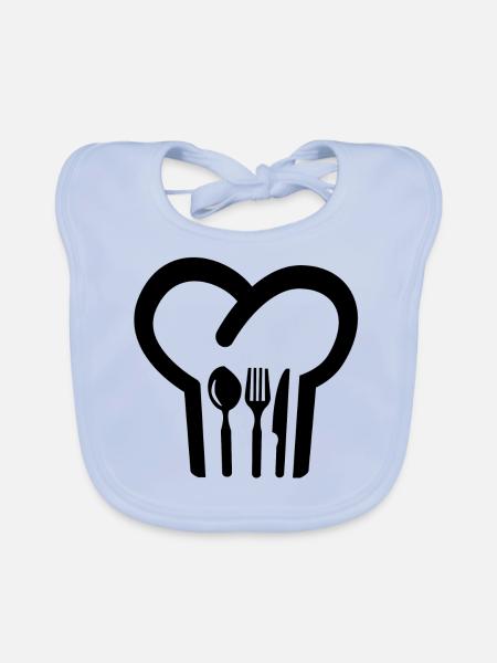 chef's Hat - Organic Baby Bibs - sky blue - Front