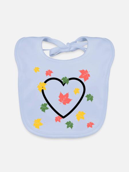 Autumn Love - Organic Baby Bibs - sky blue - Front