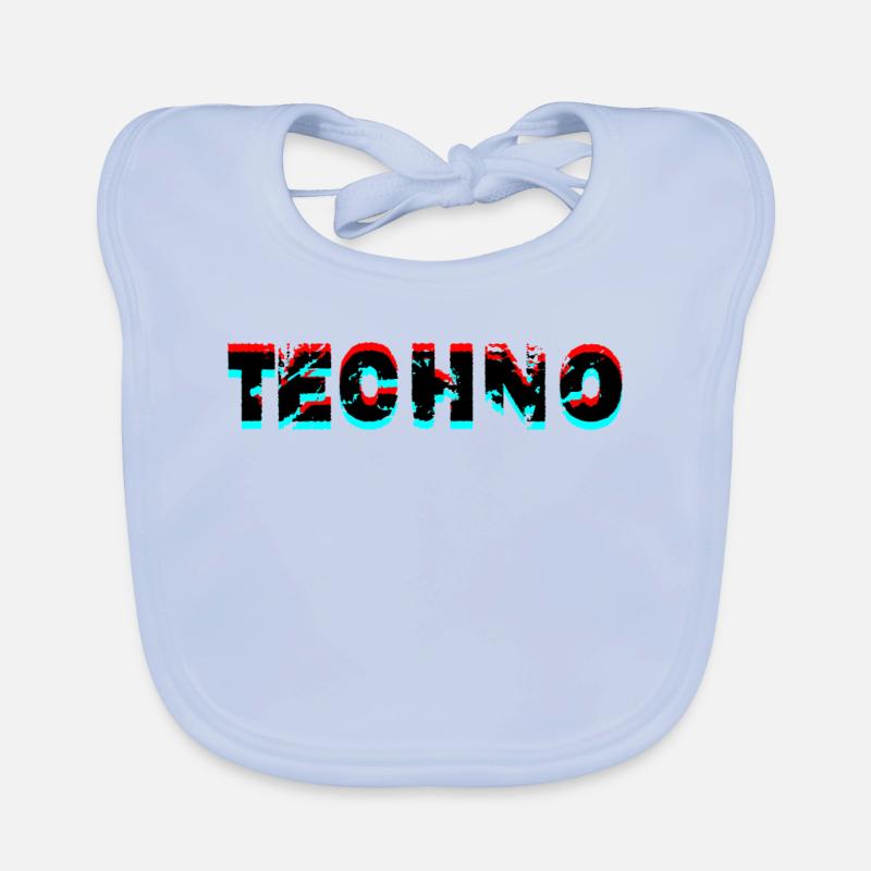 techno music design - Baby Bio-Lätzchen - sky Blue