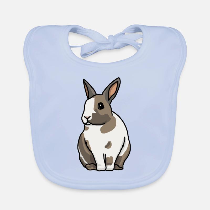 Lapin, lapin, mignon, dessin animé - Bavoir bio Bébé - bleu ciel