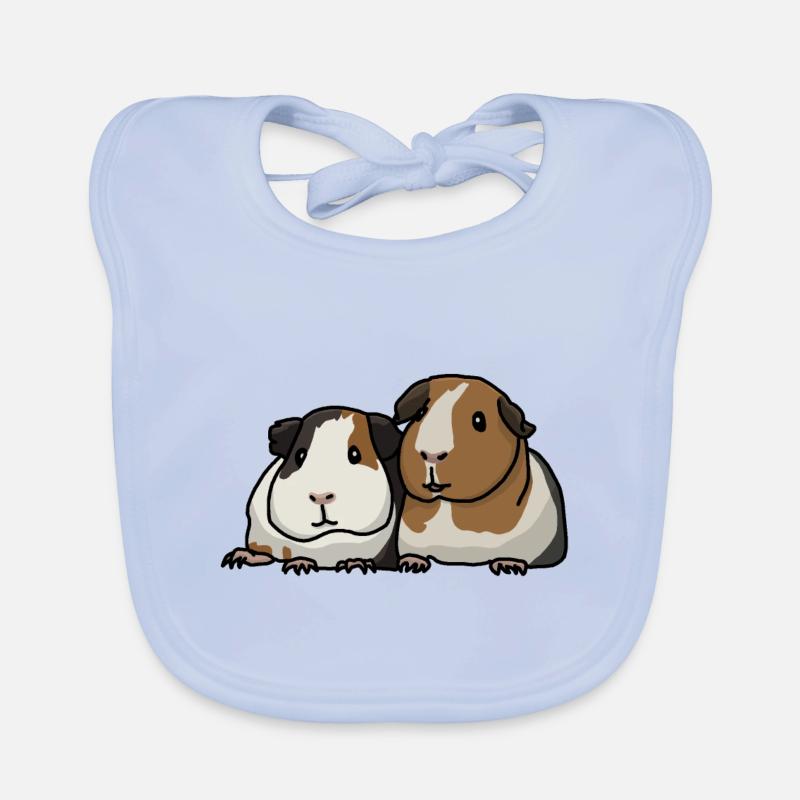 Cochons d'Inde, doux - Bavoir bio Bébé - bleu ciel
