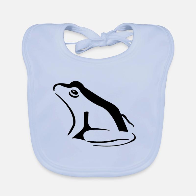 grenouille - Bavoir bio Bébé - bleu ciel