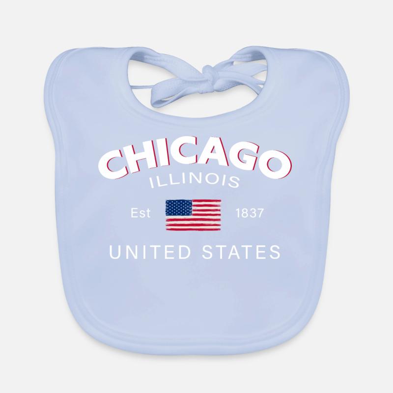 Drapeau des États-Unis Chicago Illinois Bavoir bio Bébé