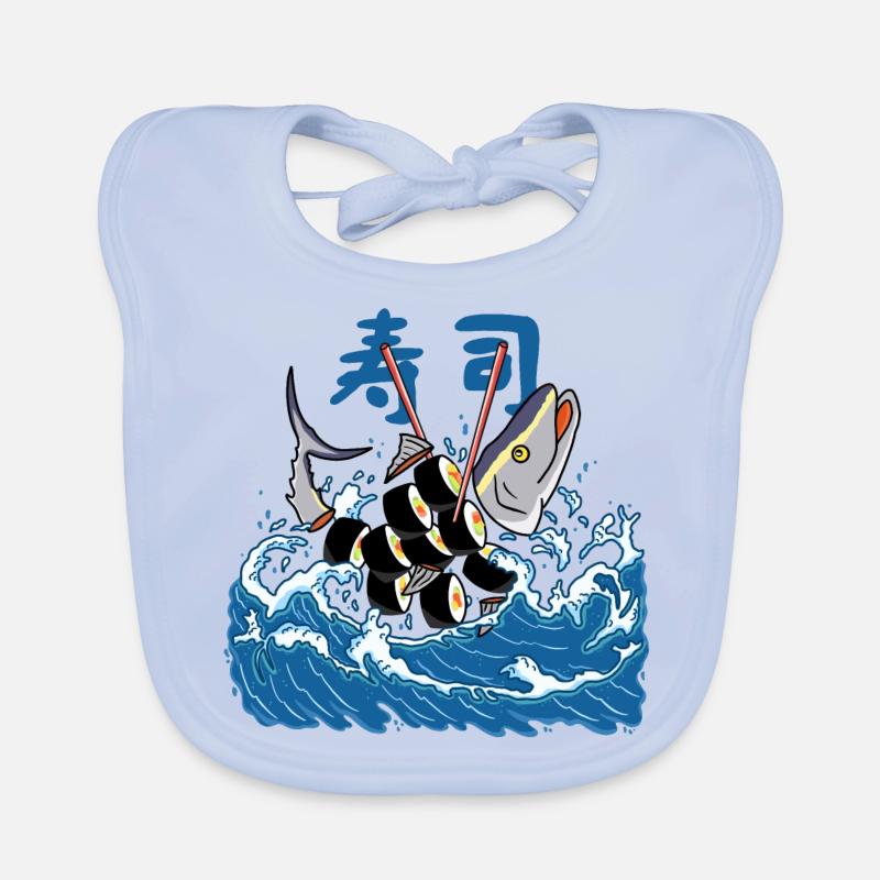 Tuna Sushi in the Wave Organic Baby Bibs