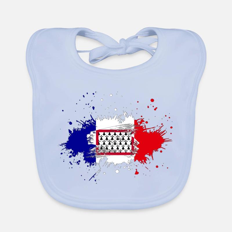 Splash Tricolore Limousin - Bavoir bio Bébé - bleu ciel