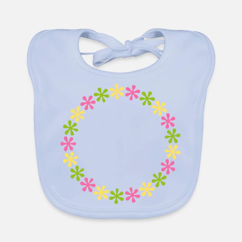 Pattern Frame Circle Flowers Organic Baby Bibs