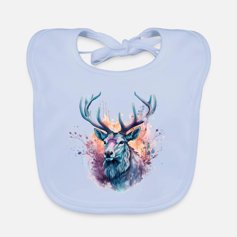 Hirsch Bunt Aquarell Baby Bio-Lätzchen