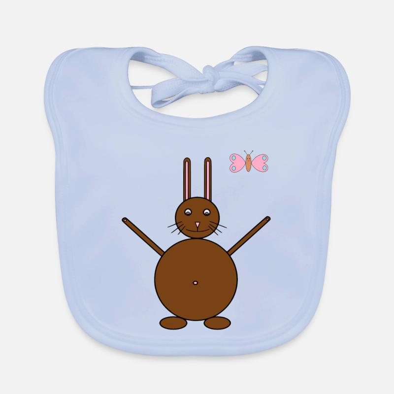 Brauner Hase & rosa/blauer Schmetterling Baby Bio-Lätzchen