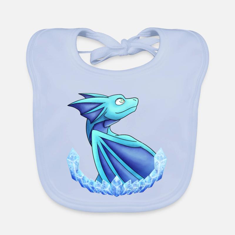 Dragon de givre - Bavoir bio Bébé - bleu ciel