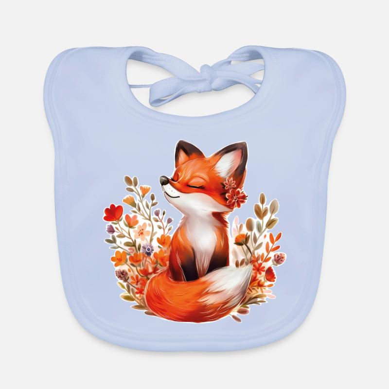 Fuchs mit Blumen Baby Bio-Lätzchen