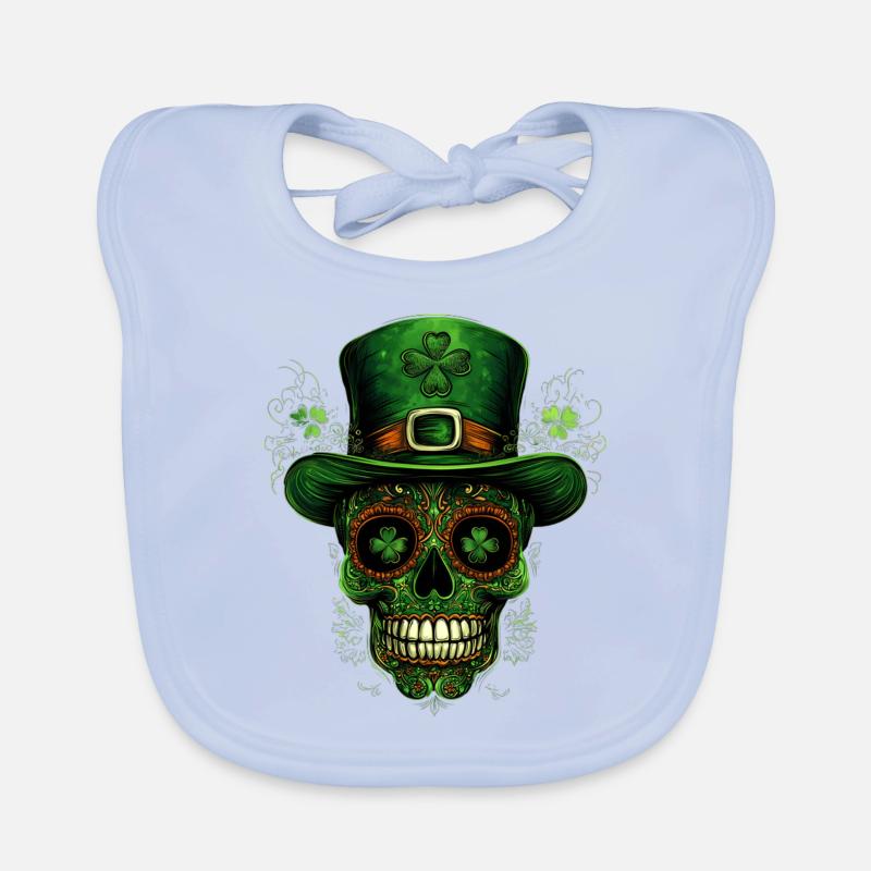 St Patrick Day Crâne Crâne Shamrock Irlande Bavoir bio Bébé