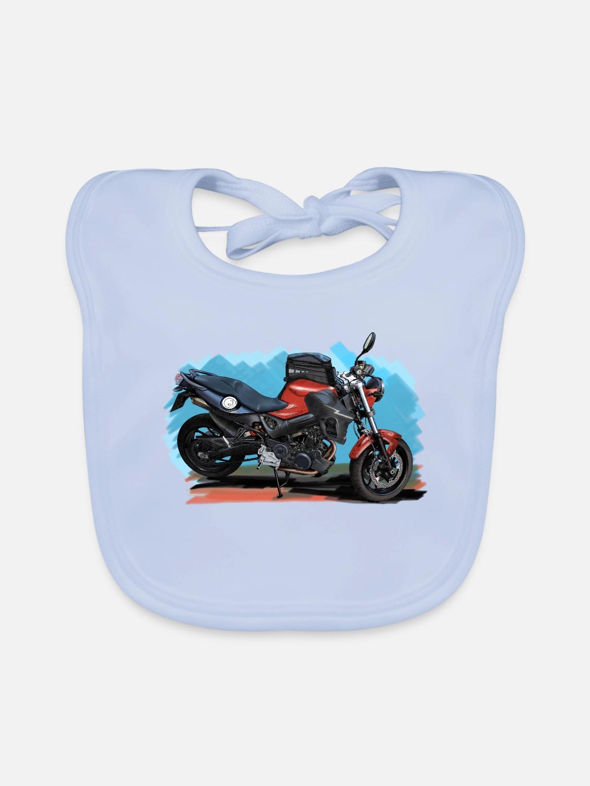 Motorrad - Baby Bio-Lätzchen - sky Blue - Vorne