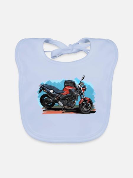 Motorrad - Baby Bio-Lätzchen - sky Blue - Vorne