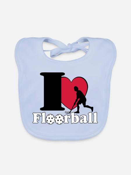 Floorball , Unihockey , Hockey , Fun I love.. - Baby Bio-Lätzchen - sky Blue - Vorne