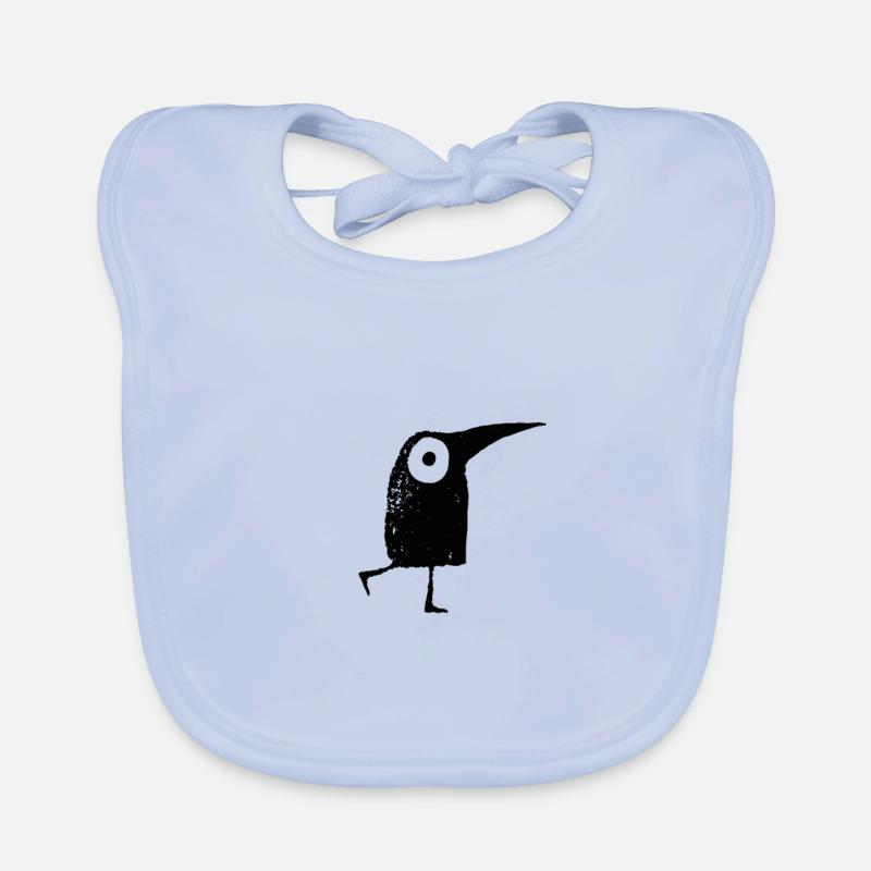 funny birds walking - Bavoir bio Bébé - bleu ciel