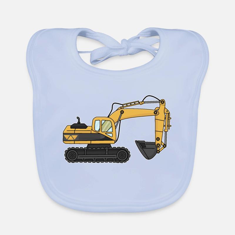 Excavator, construction site Organic Baby Bibs