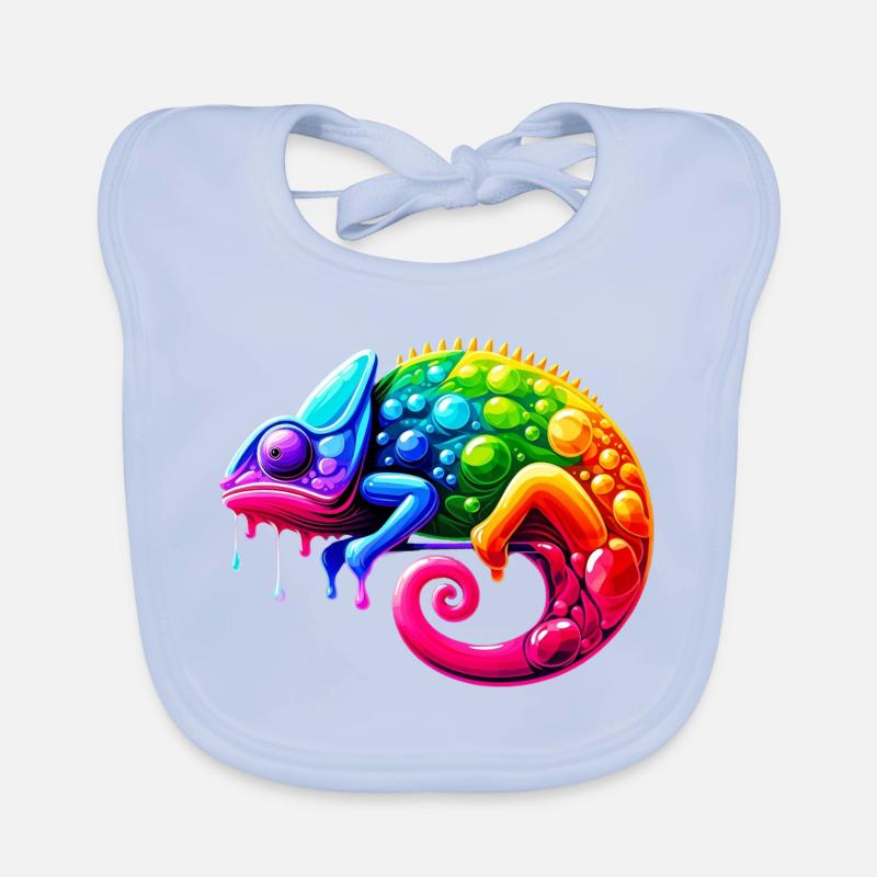 Caméléon - Bavoir bio Bébé - bleu ciel