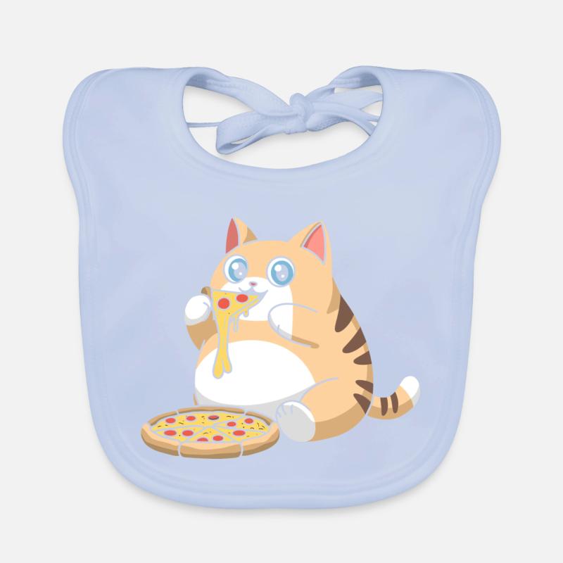 Chat potelé mignon mangeant de la pizza Bavoir bio Bébé