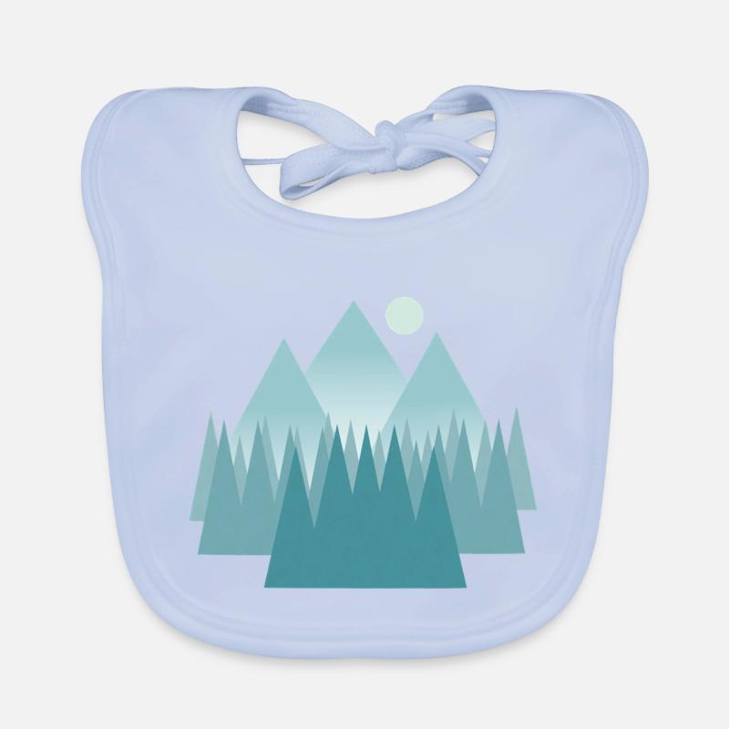 Paysage de montagne astral dans les tons bleus Bavoir bio Bébé