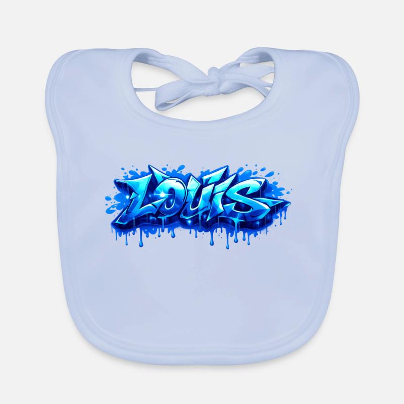 Graffiti  LOUIS Prénom cadeau idéal imprimable Bavoir bio Bébé
