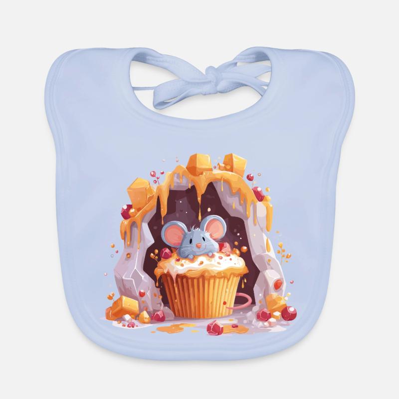 Cute mouse in cupcake cave Organic Baby Bibs