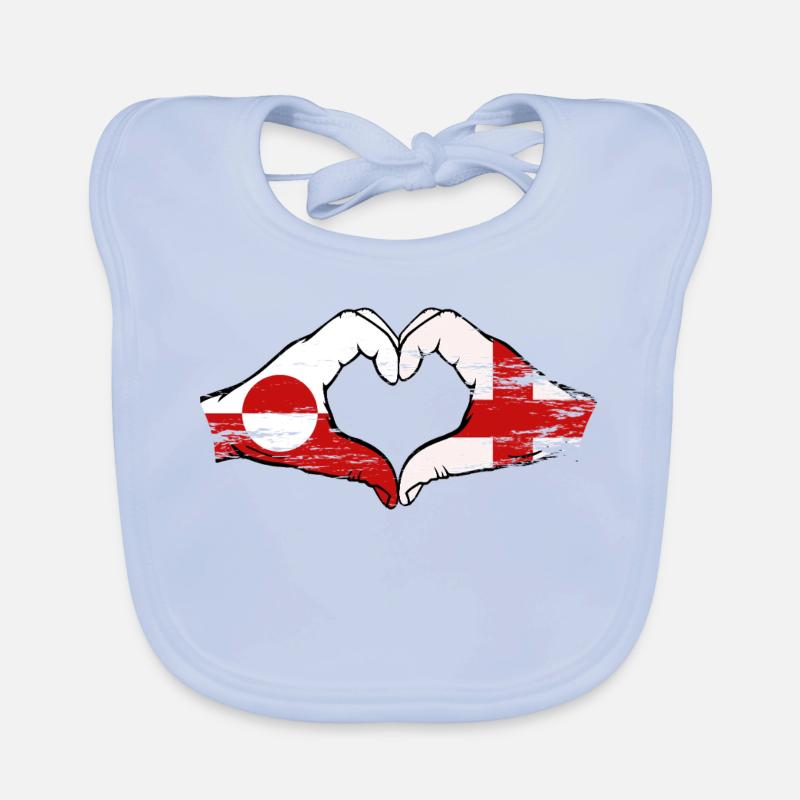 Drapeau du Groenland Angleterre mains en forme de cœur utilisée Bavoir bio Bébé