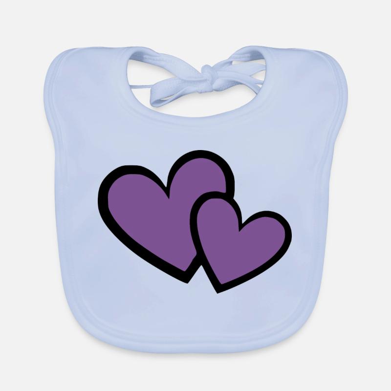 2 violette Herzen Herz violett Herzmuster Baby Bio-Lätzchen
