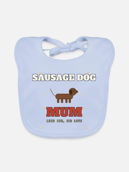 Wursthund-Mama lange Liebe - Baby Bio-Lätzchen - sky Blue - Vorne