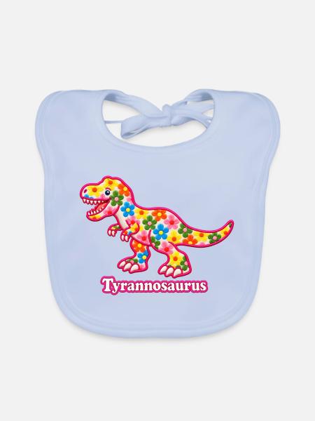 Floraler Tyrannosaurus T-Rex – Pyrenäenlinien-Labor - Baby Bio-Lätzchen - sky Blue