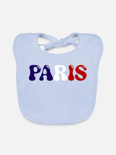 Pariser Typografie Frankreich Blau-Weiß-Rote Fahne - Baby Bio-Lätzchen - sky Blue - Vorne