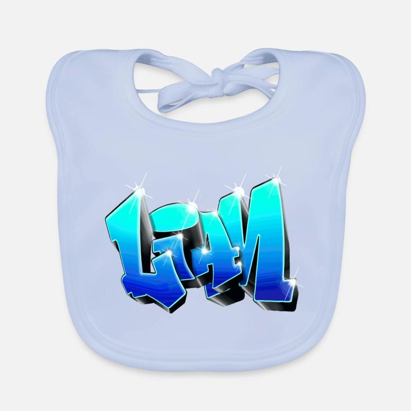 LIAM graffiti Blue Organic Baby Bibs